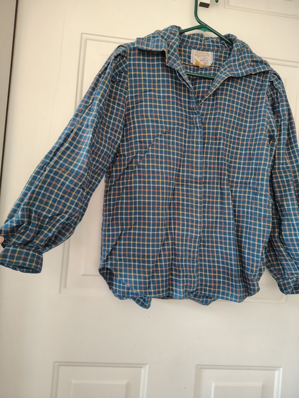 VTG 80s Renato Nucci Paris Viyella Plaid Wool Blend Blouse French Sz 36 US S/M